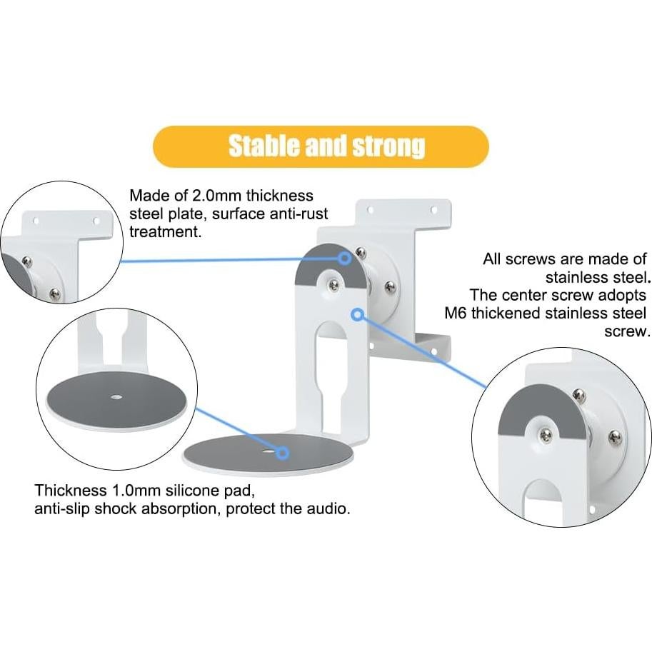 Soporte de Pared Metálico Shinar para Sonos Era 100 Blanco - Ajustable 360°
