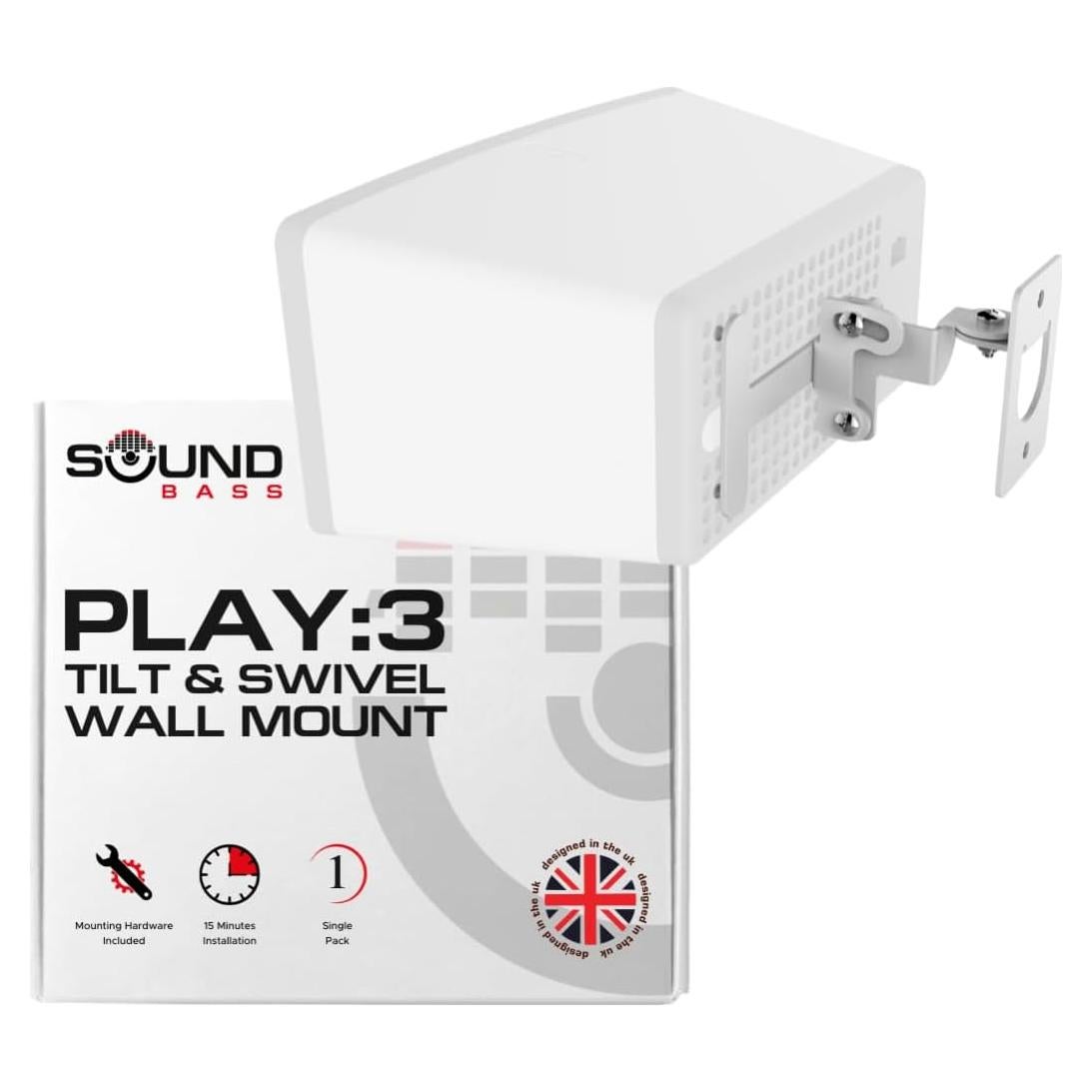 Soporte de Pared Soundbass PLAY:3 Blanco, Inclinación y Giro Ajustable