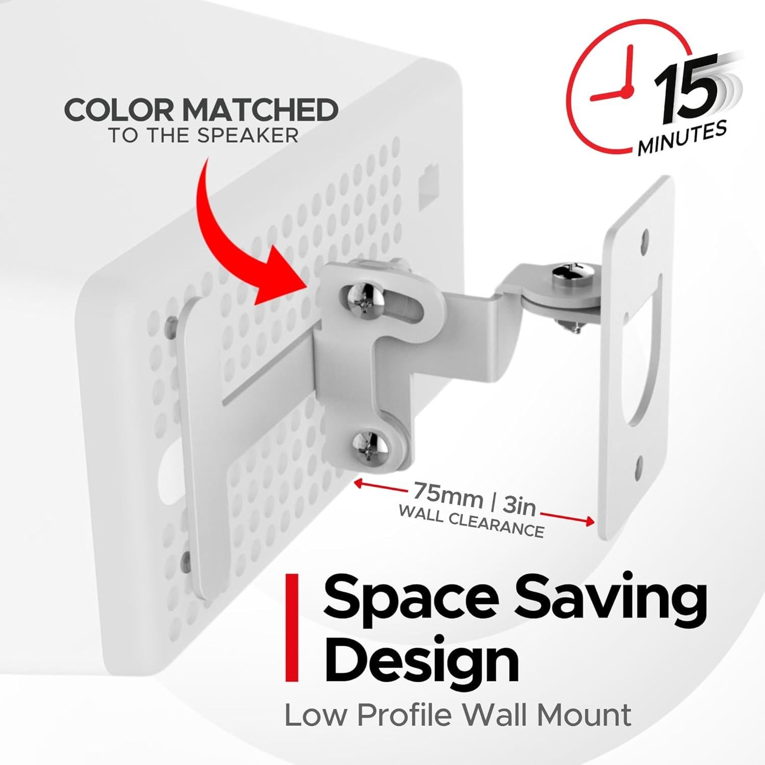 Soporte de Pared Soundbass PLAY:3 Blanco, Inclinación y Giro Ajustable