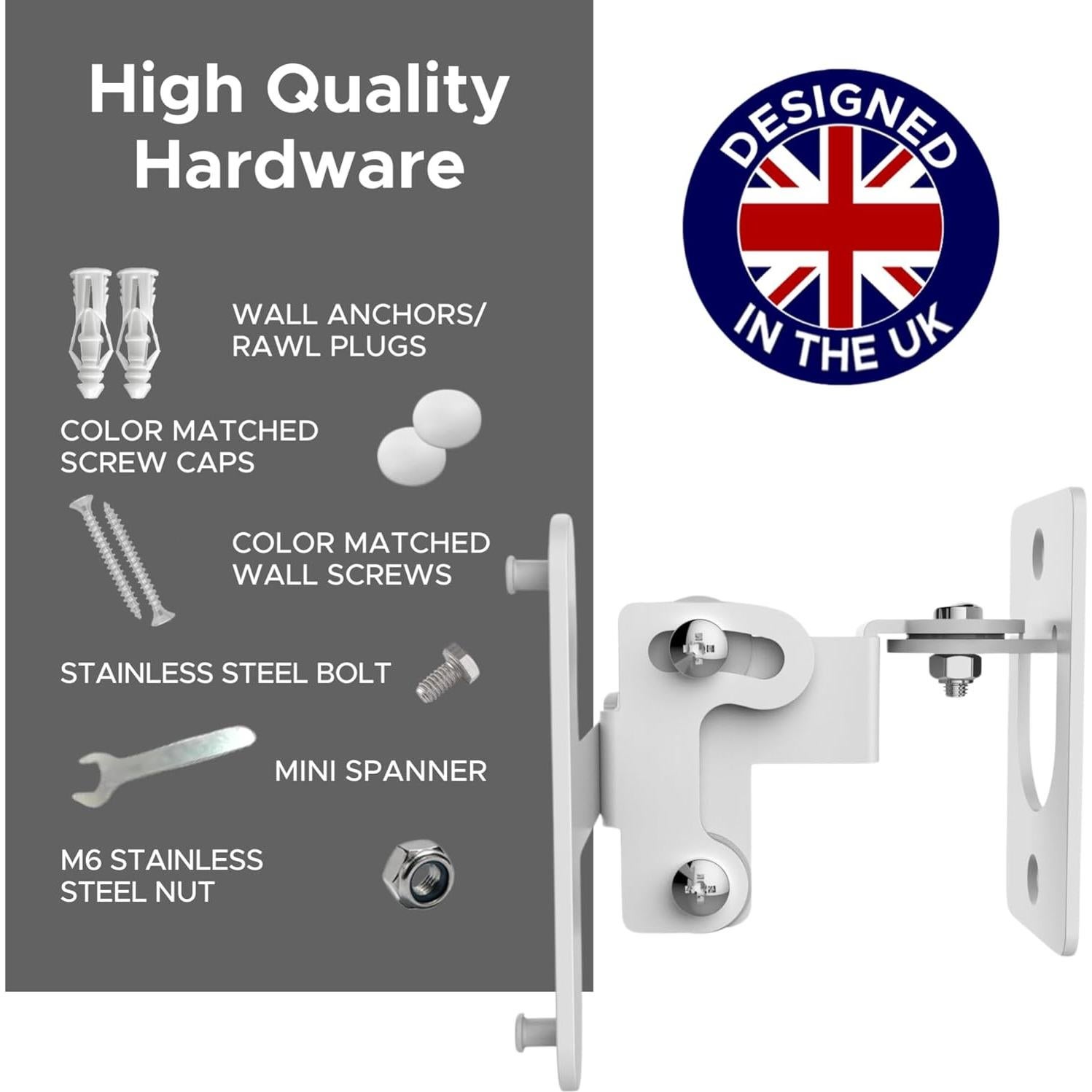 Soporte de Pared Soundbass PLAY:3 Blanco, Inclinación y Giro Ajustable