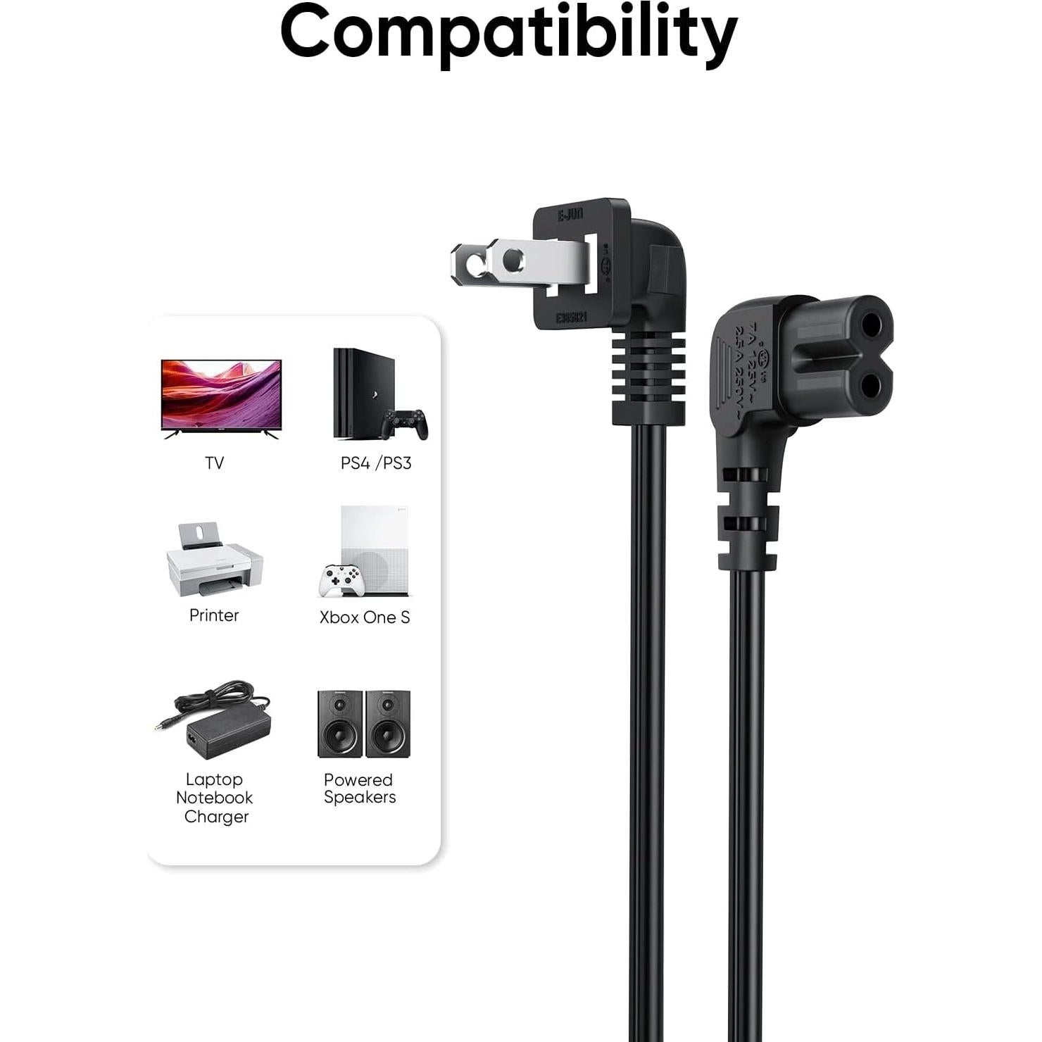 Cable de Alimentación en Ángulo 3 Metros CableCreation 18 AWG
