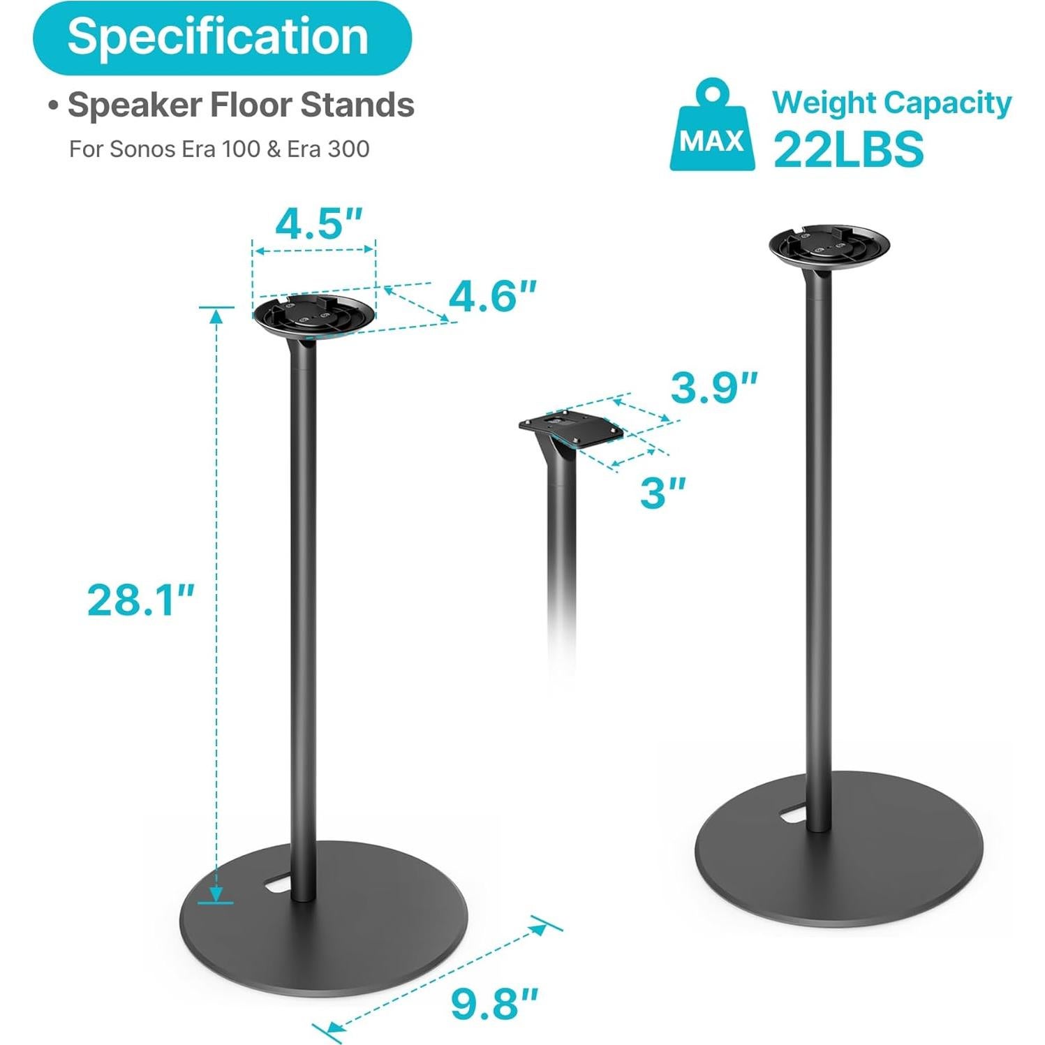 Soportes de Altavoces PEGZONE para Sonos Era 100 y 300, 71.4 cm
