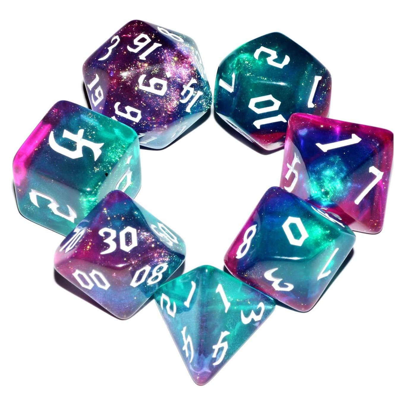 Conjunto de Dados Galaxy QiAN SiMAi 7 Piezas Verde y Púrpura