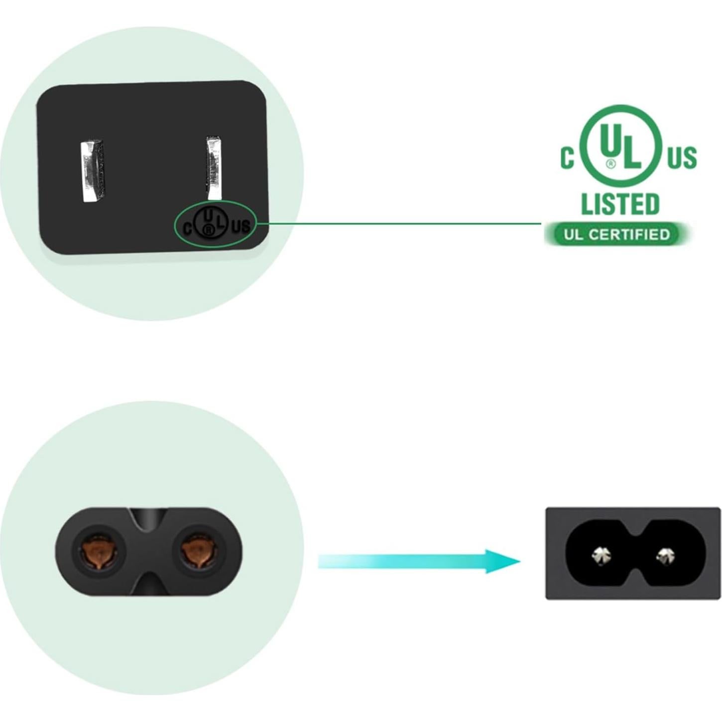Cable de Alimentación 2 Patas TPLTECH 1.83m Compatible Sonos