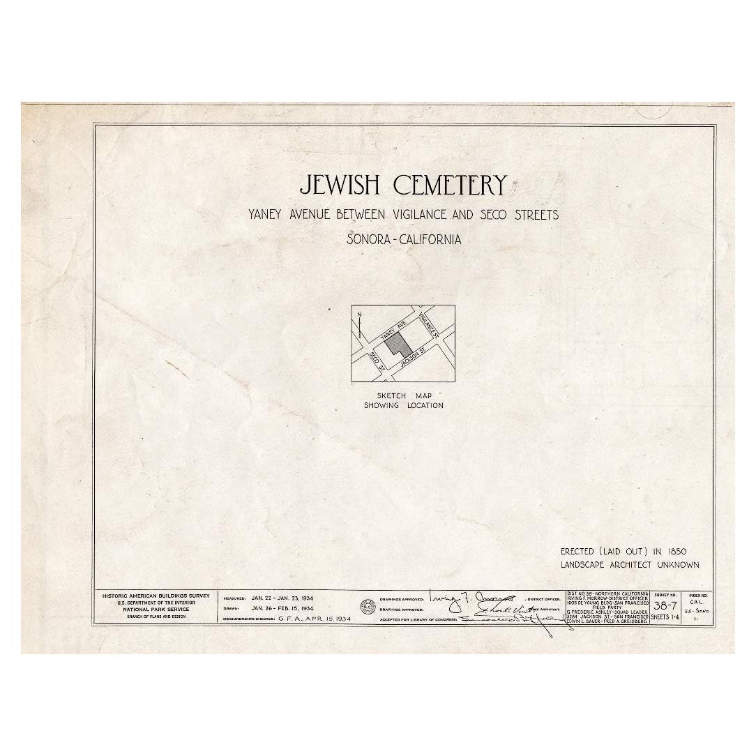 Mapa Vintage Tumbas Cementerio Judío Sonora 61x46cm