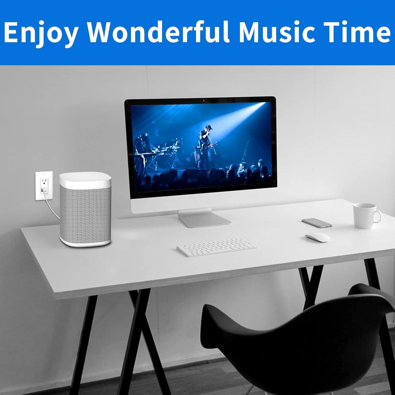 Cable de Alimentación Reemplazo 35CM para Sonos One/One SL/Play 1 - Blanco