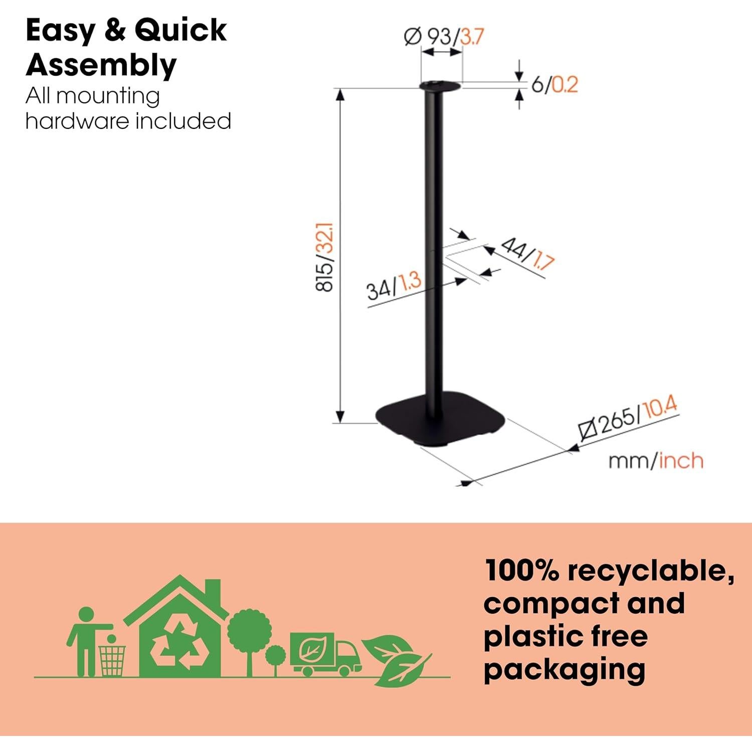 Soporte de Piso Vogel's SFS 4113 para Altavoces Sonos ERA 100, 82 cm, Negro