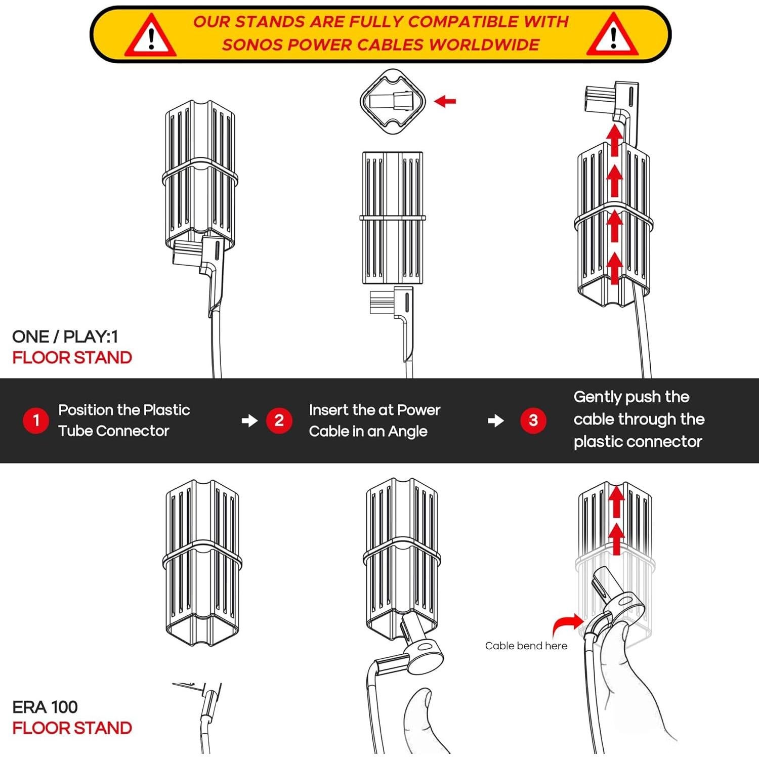Soporte de Piso Sound Bass ONE-TWIN-FS-B para Sonos One, Negro