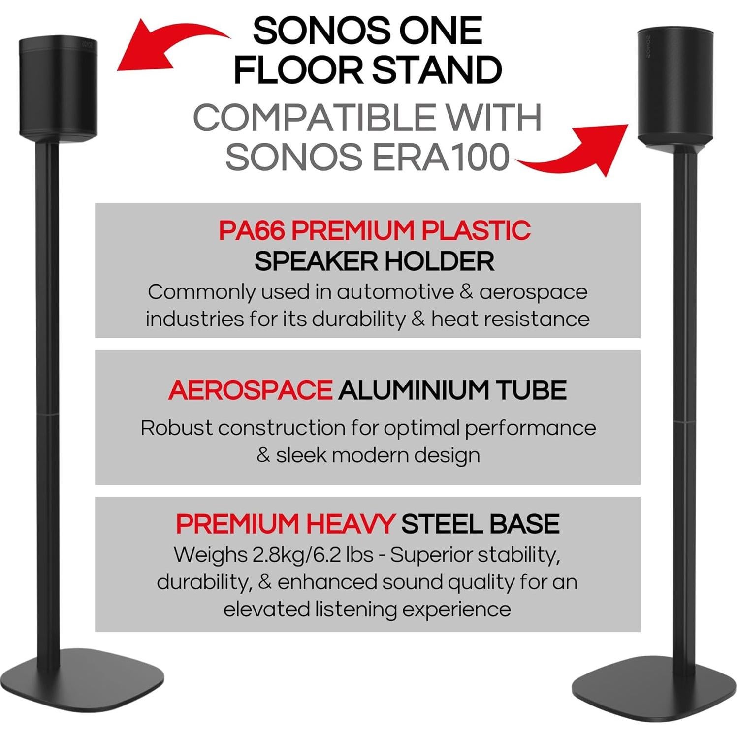 Soporte de Piso Sound Bass ONE-TWIN-FS-B para Sonos One, Negro