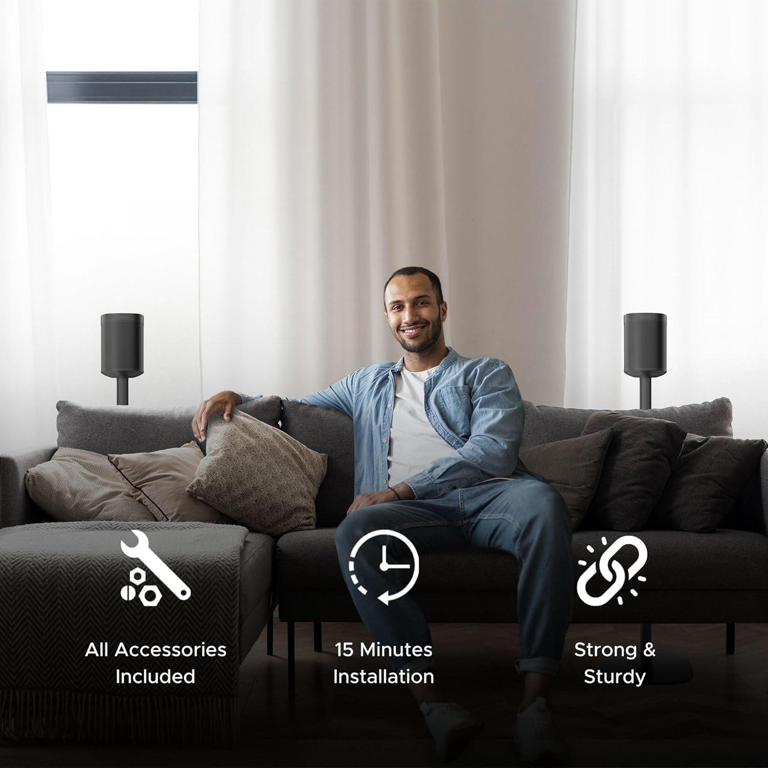 Soporte de Piso Sound Bass ONE-TWIN-FS-B para Sonos One, Negro