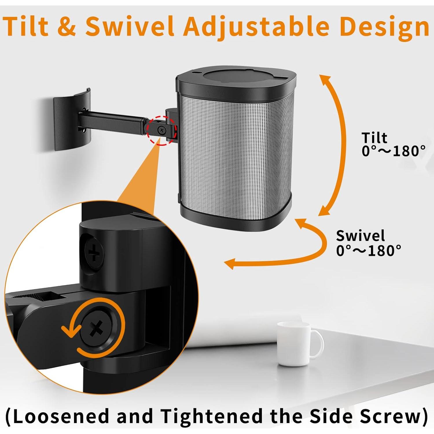 Soporte de Montaje Pared y Techo Sonos One SL Play 1 Negro