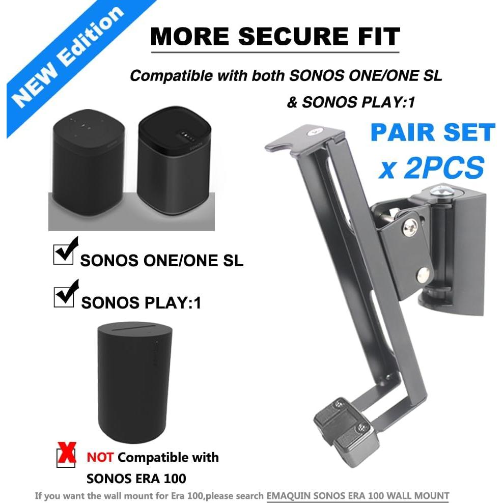 Soportes de Montaje en Pared EMATECH para SONOS ONE - Juego de 2