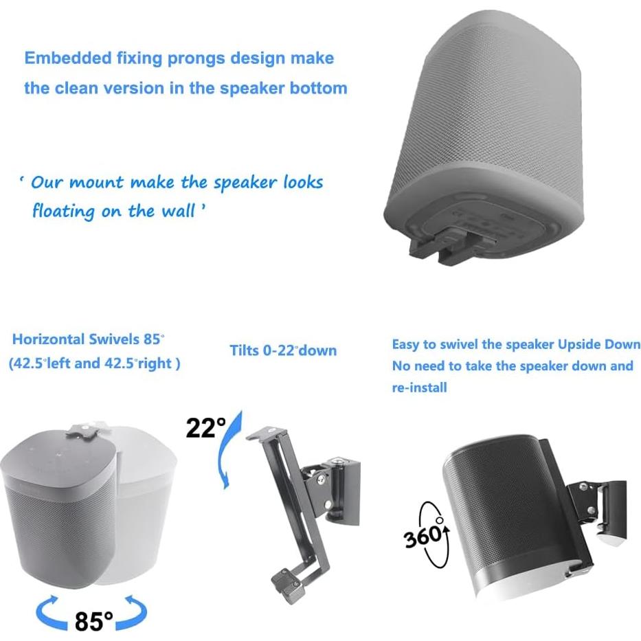 Soportes de Montaje en Pared EMATECH para SONOS ONE - Juego de 2