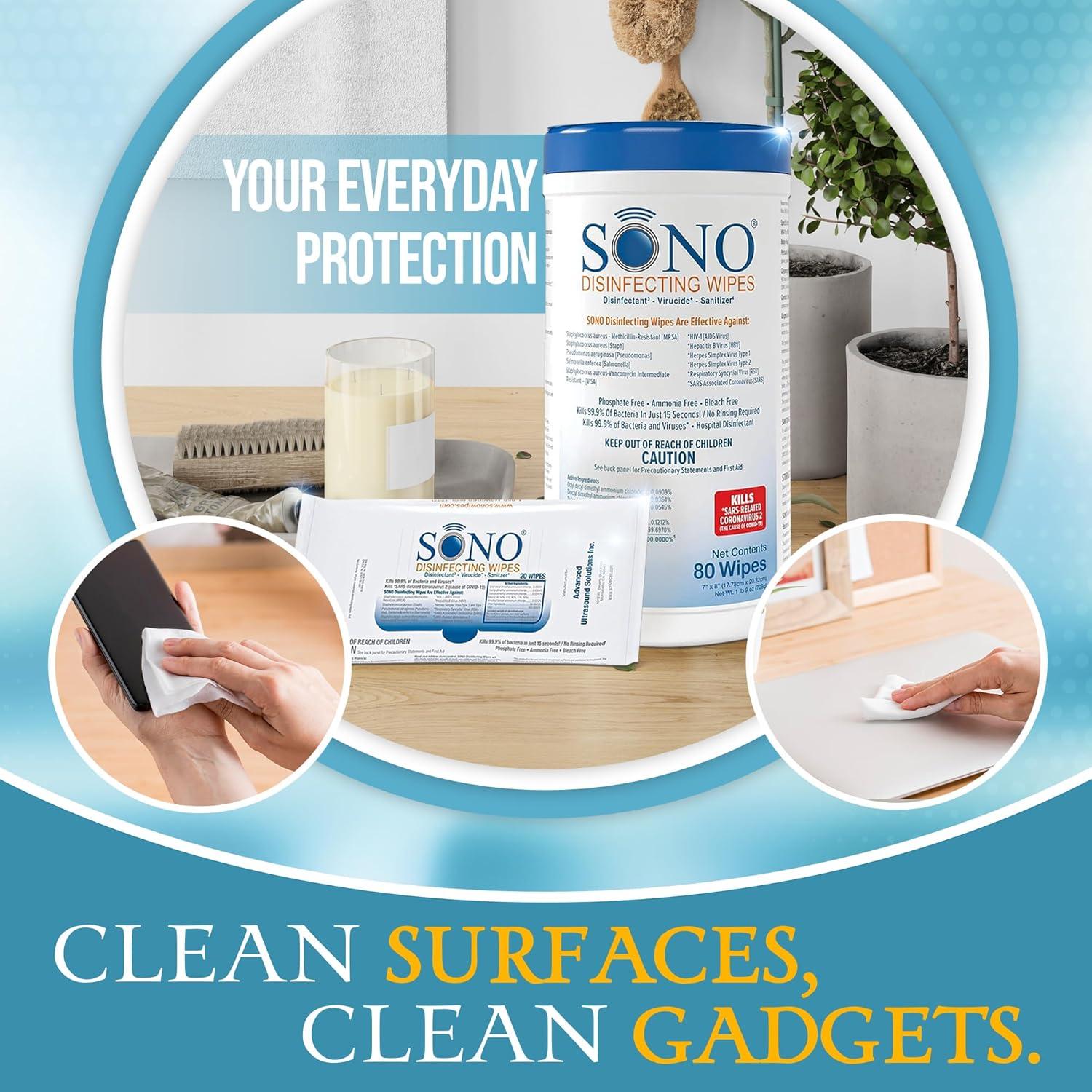 Toallitas Desinfectantes SONO - 80 Unidades, Grado Médico, Sin Alcohol