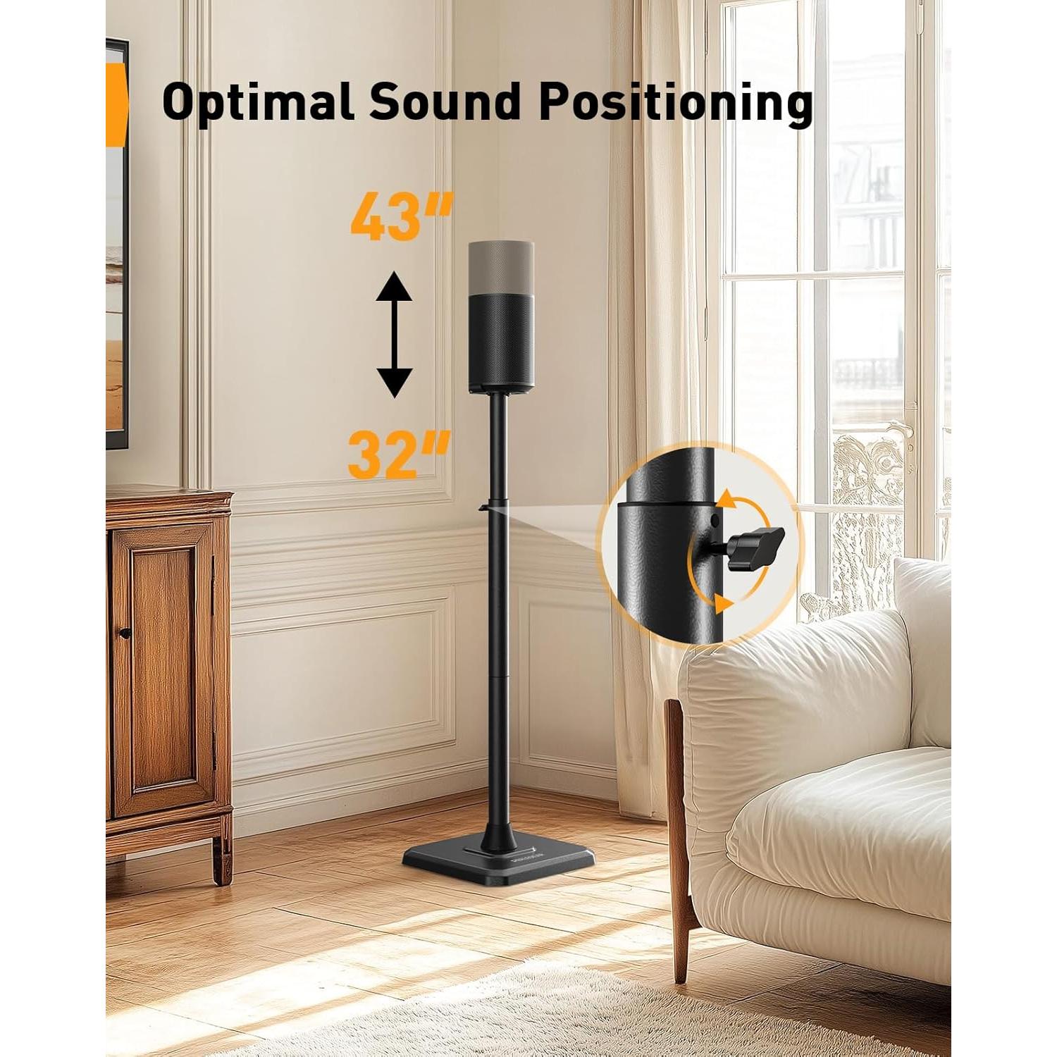 Soporte de Altavoz Perlegear PGSS13 para Sonos Era 100, One, One SL, Play:1 - Ajustable 81.3-109.2 cm