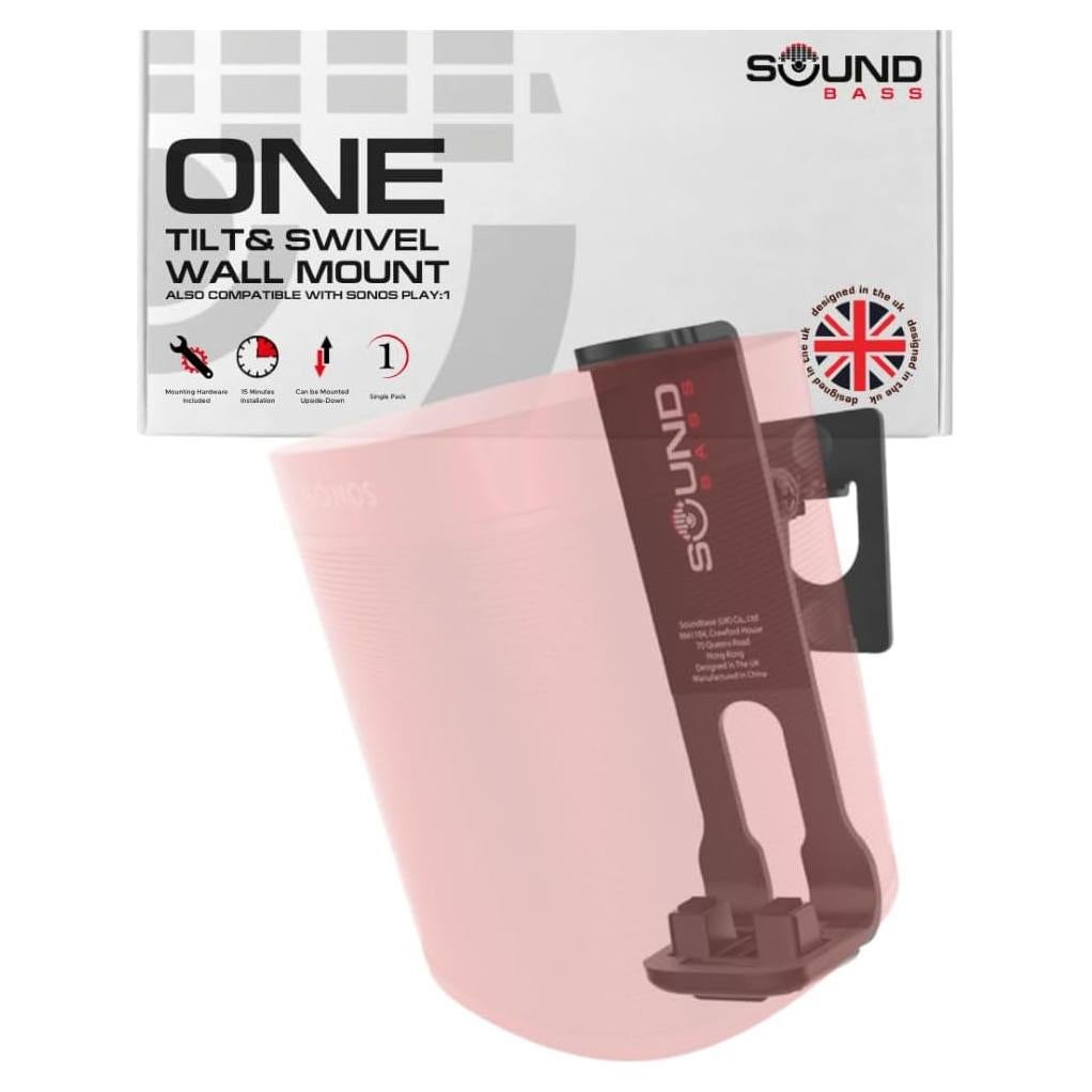 Soporte de pared Soundbass para Sonos ONE y Play:1, Negro