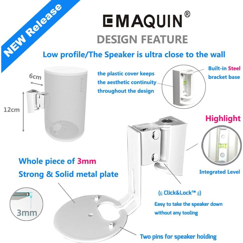 Soporte de Pared para Altavoz Sonos Era 100 - Metal Blanco