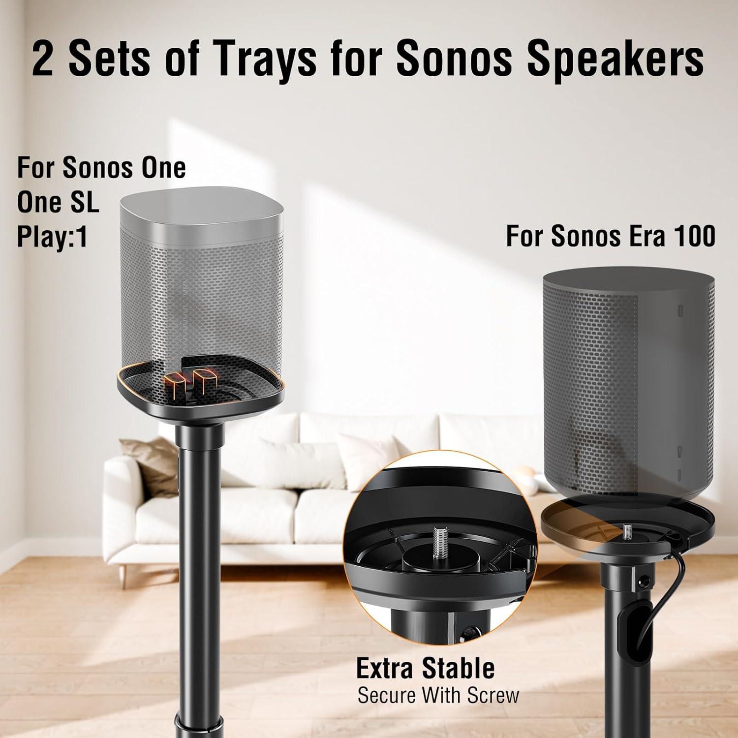 Soportes de Altavoces ELIVED para Sonos Era 100 y One, Ajustables 88.9-110.5 cm