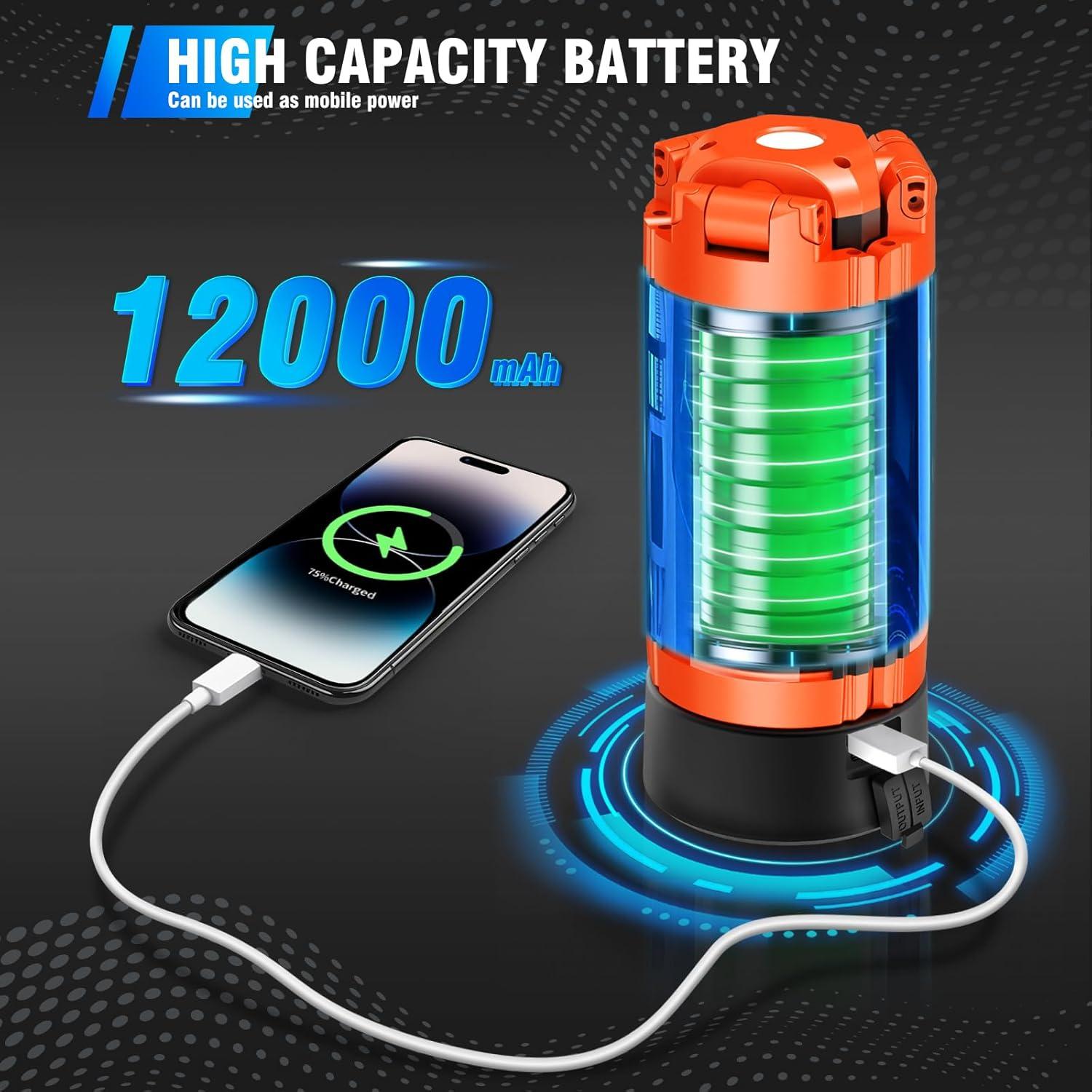 Luz de Camping Recargable AKOFUN 12000mAh 10000 Lúmenes 200 cm