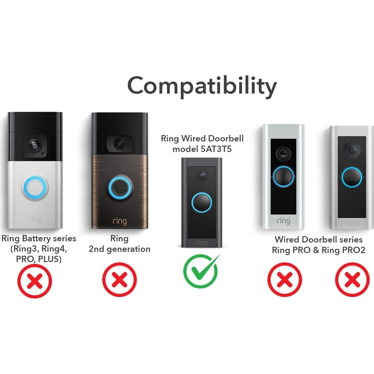 Separador Premium para Timbre Ring con Cableado - Negro