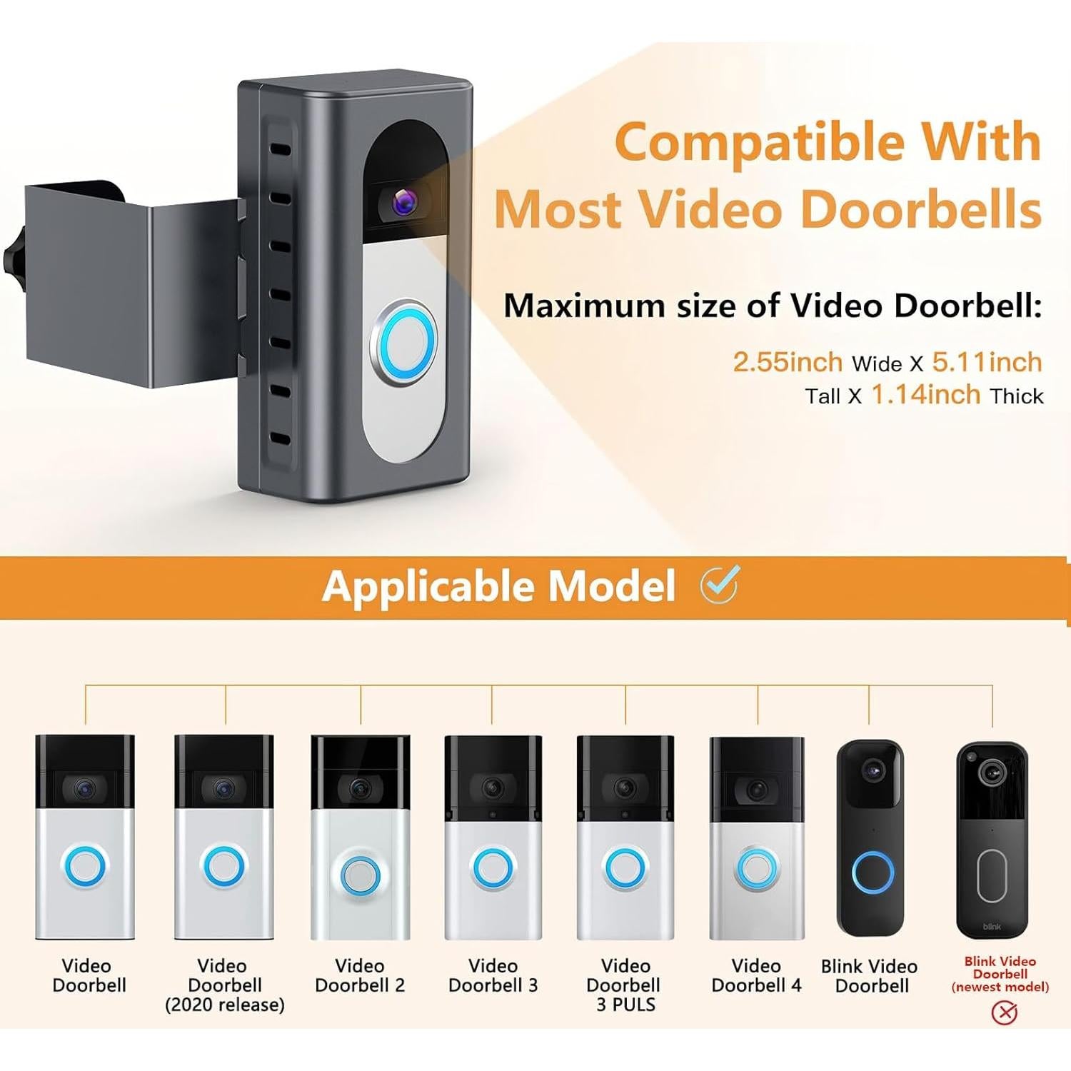 Soporte de Timbre de Video Anti-Robo QIBOX para Ring/Blink