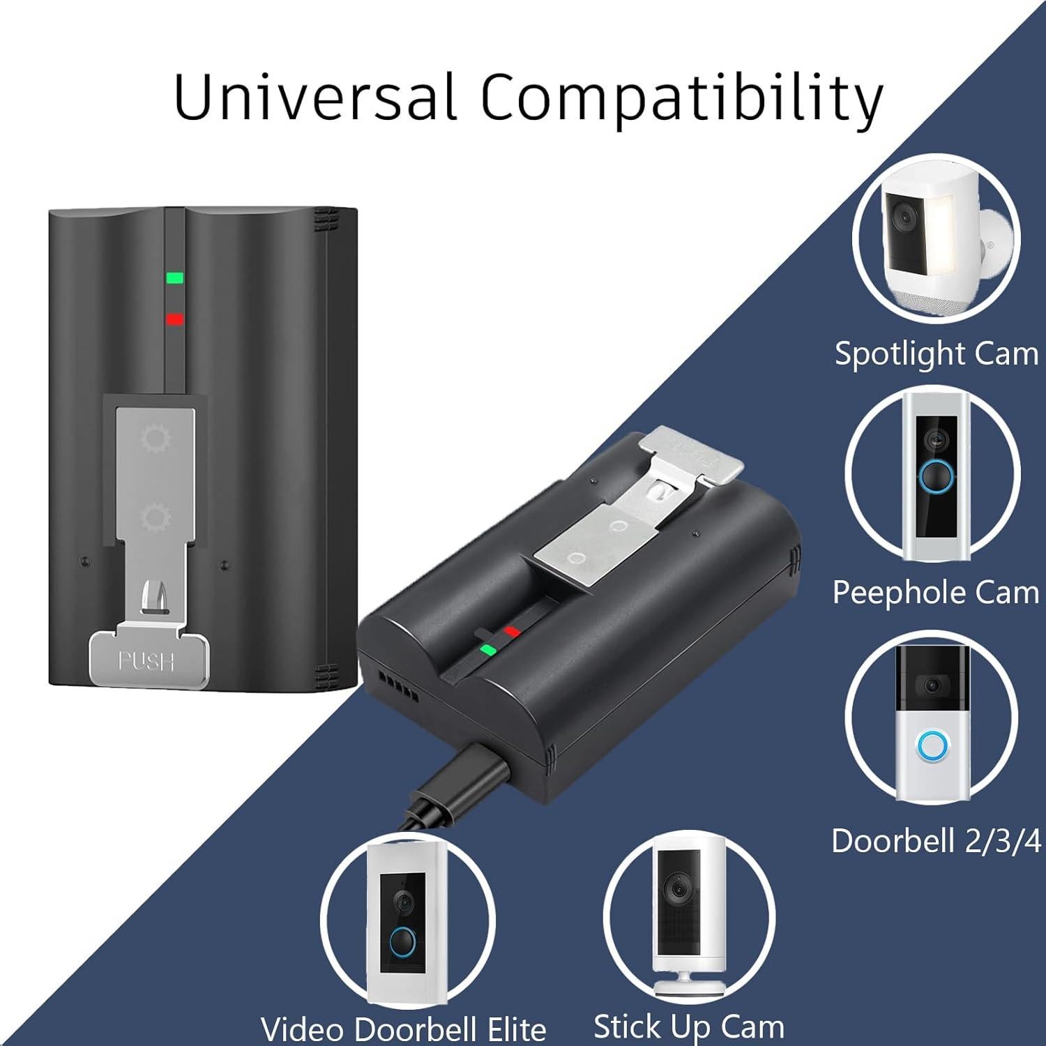 2 Baterías Recargables 6040mAh para Timbre Ring y Cámaras