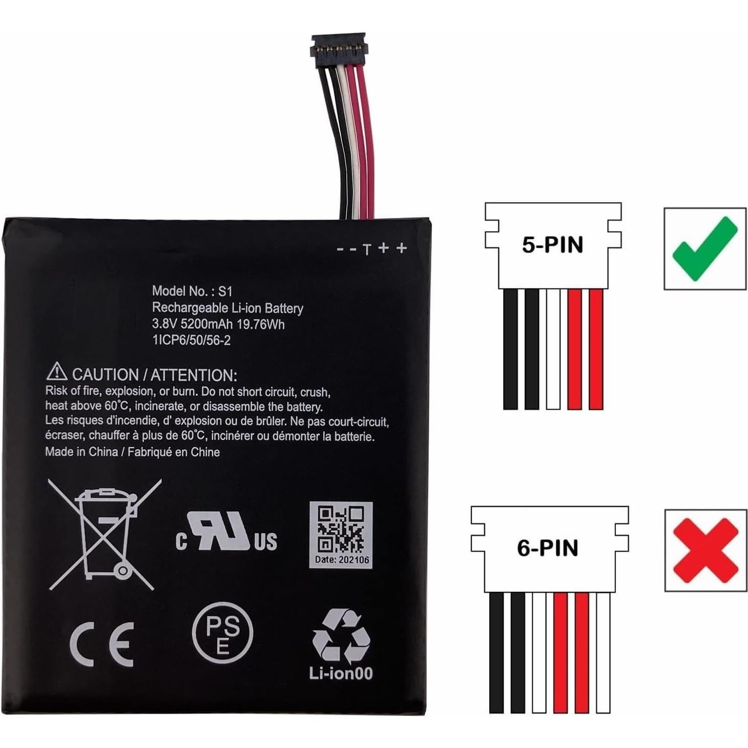 Batería S1 Recargable para Ring Video Doorbell 2da Gen 5200mAh