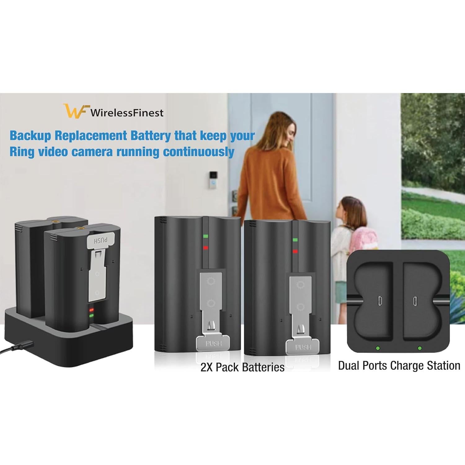 Batería Recargable 6040mAh para Timbre Ring + Estación Carga