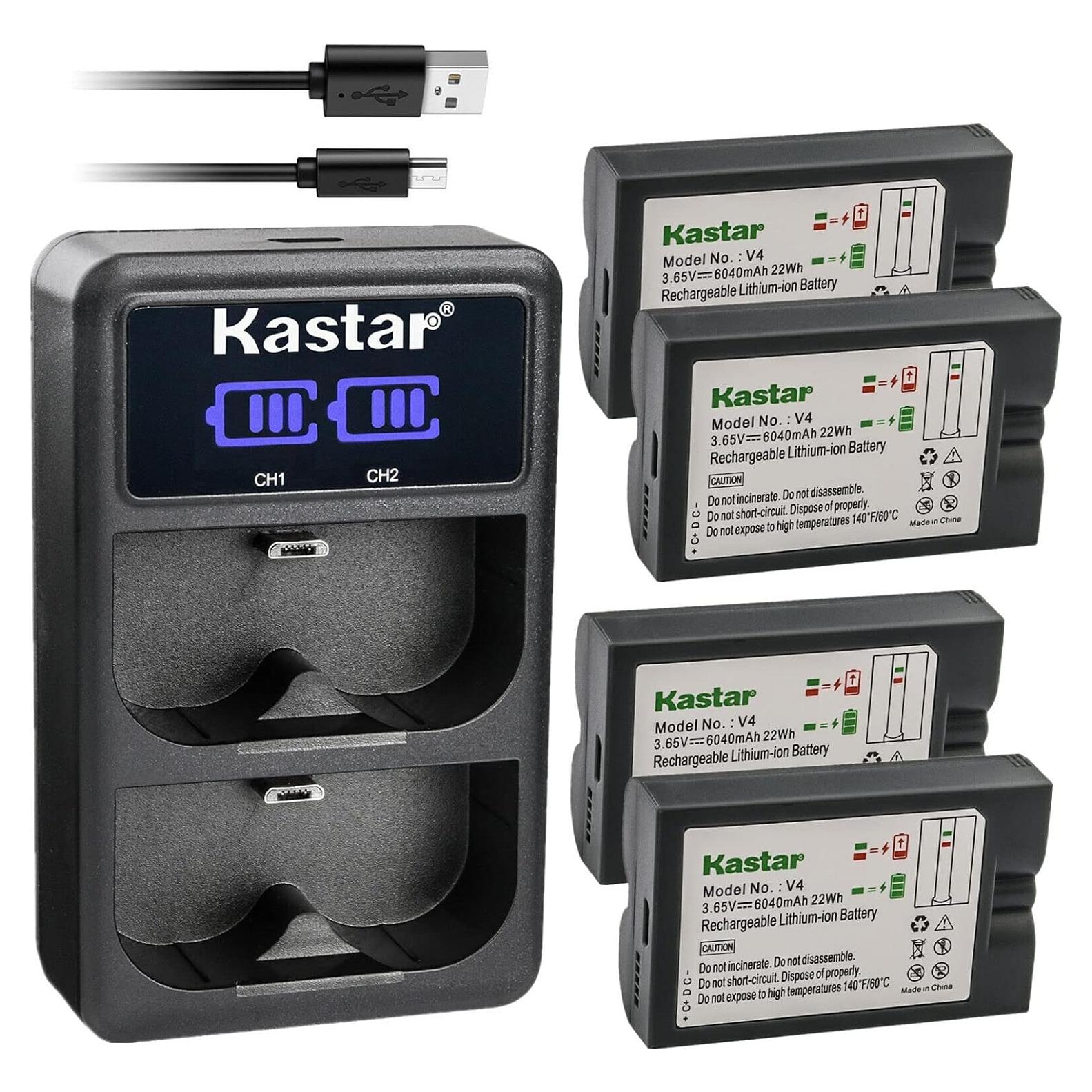 Paquete Kastar 4 Baterías Litio-Ion y Cargador Doble USB LCD