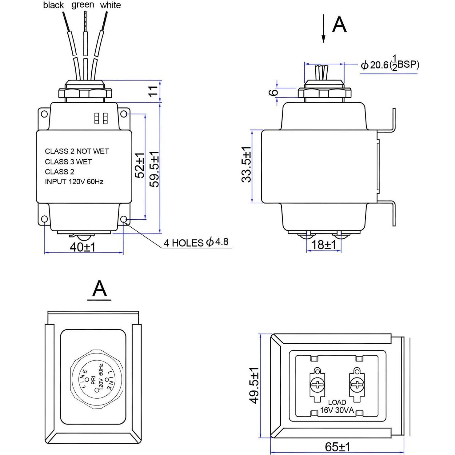 Transformador de Timbre Endurance Pro 16V 30VA Compatible