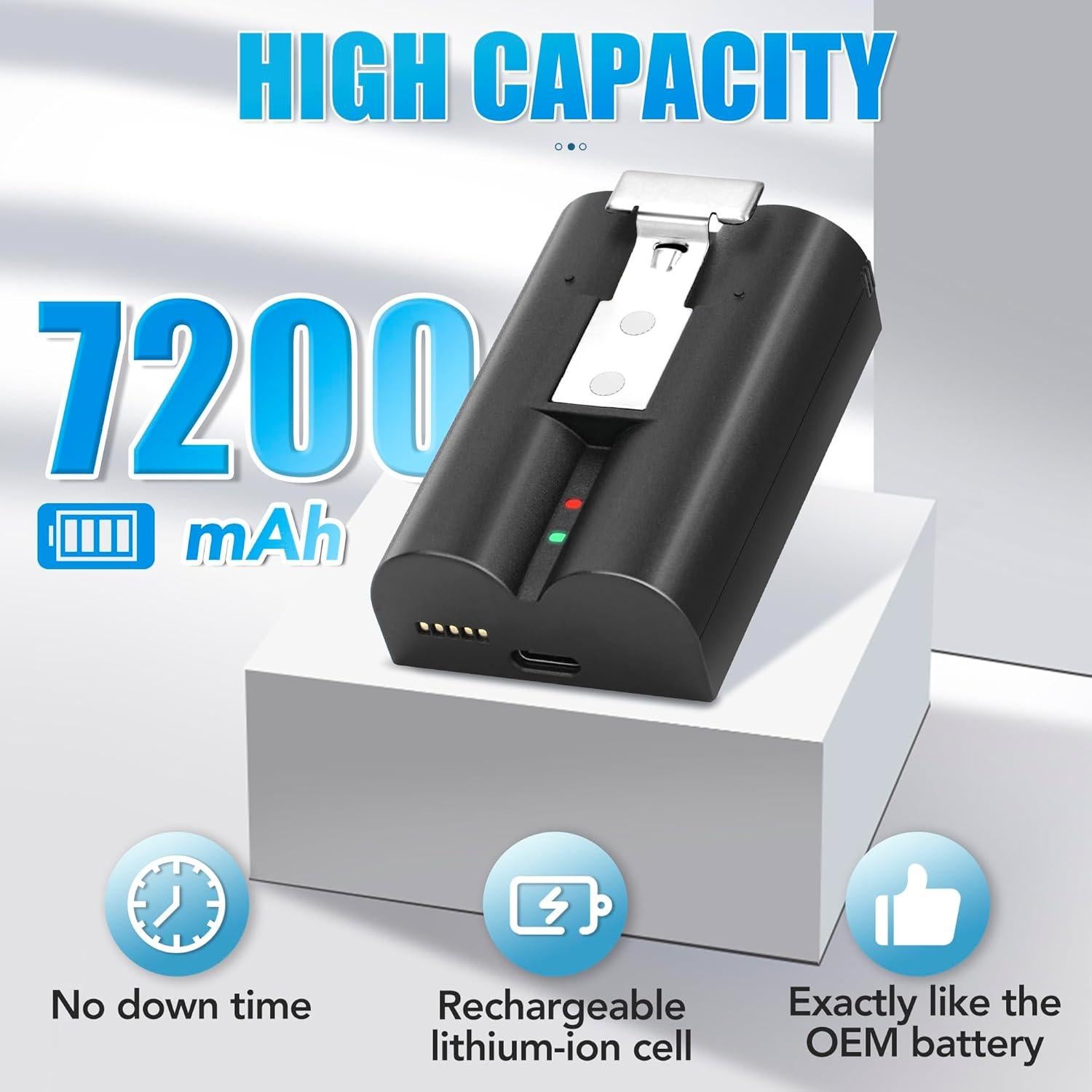 2 Baterías 7200mAh con Cargador USB-C para Ring y Cámaras