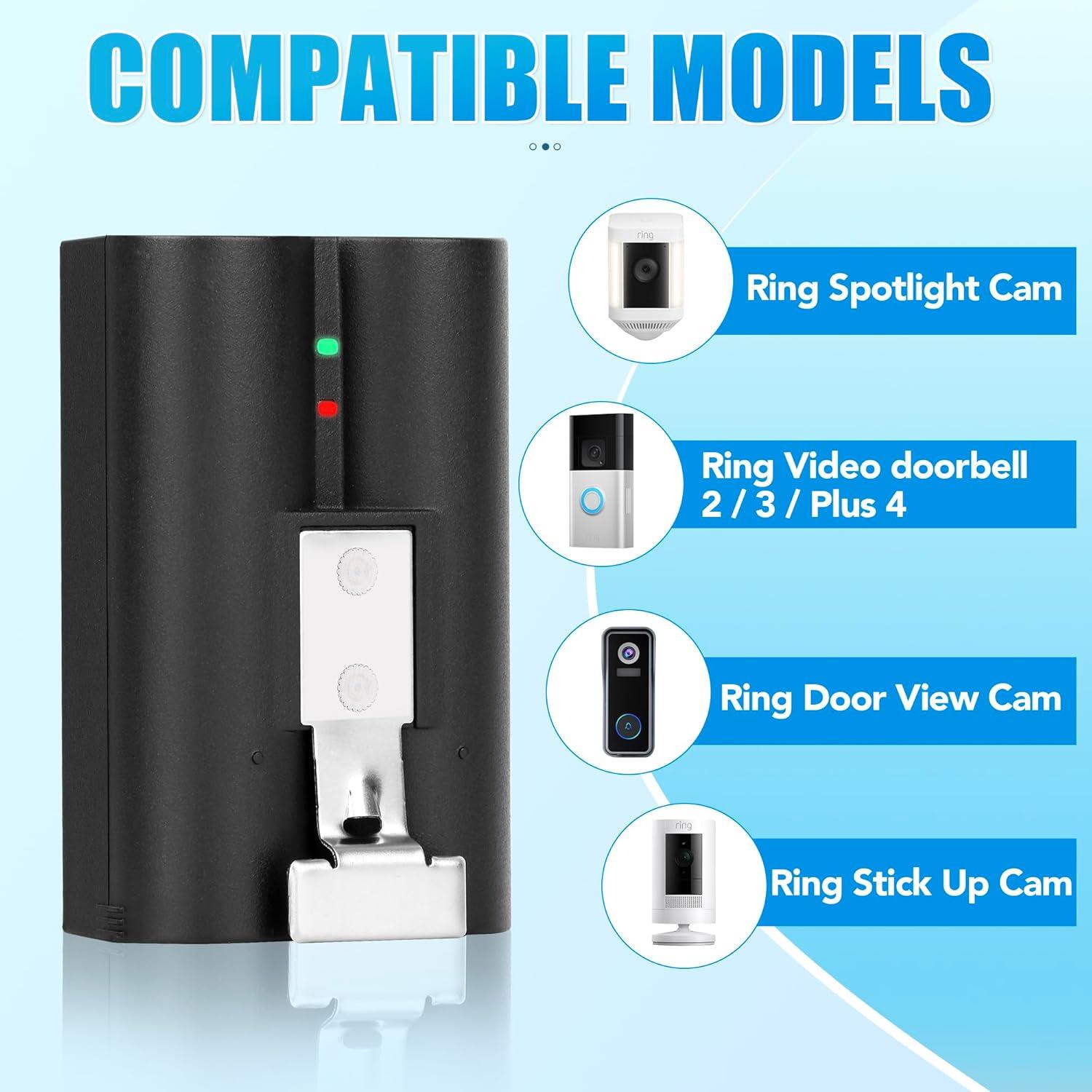 2 Baterías 7200mAh con Cargador USB-C para Ring y Cámaras