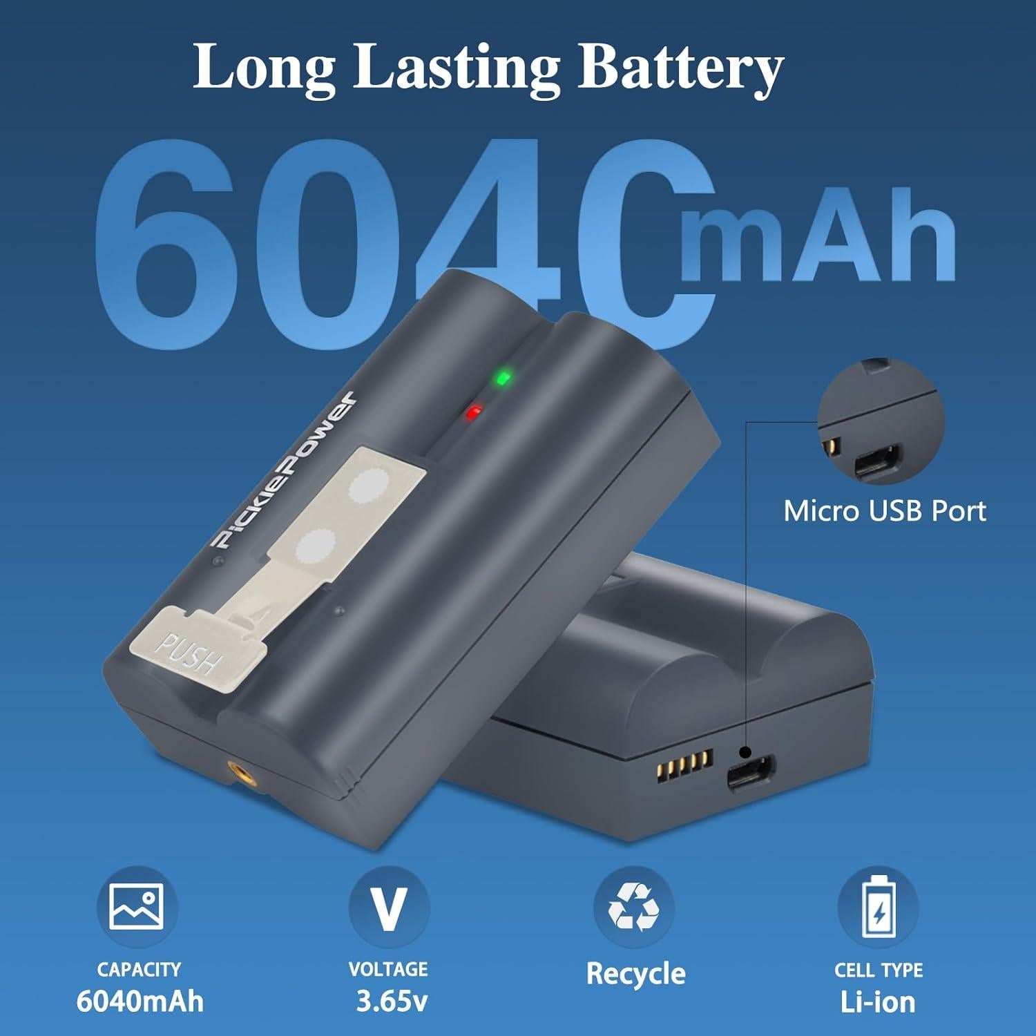 Paquete de 2 Baterías Recargables Pickle Power 6040mAh para Ring