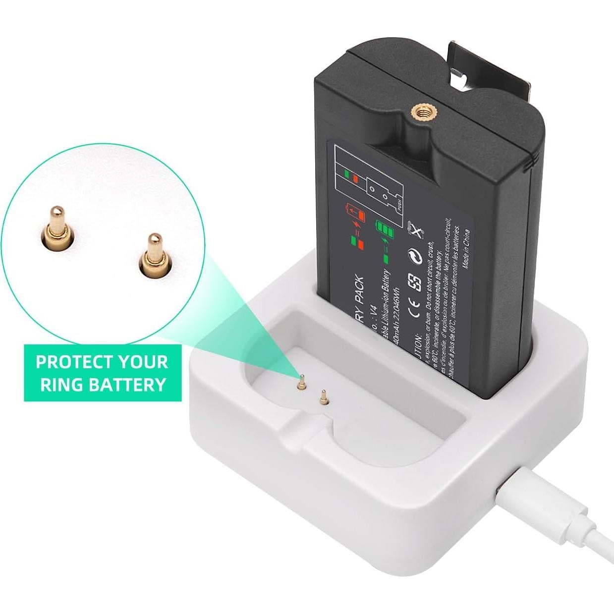 Paquete 2 Baterías Recargables 6040mAh + Cargador Ring
