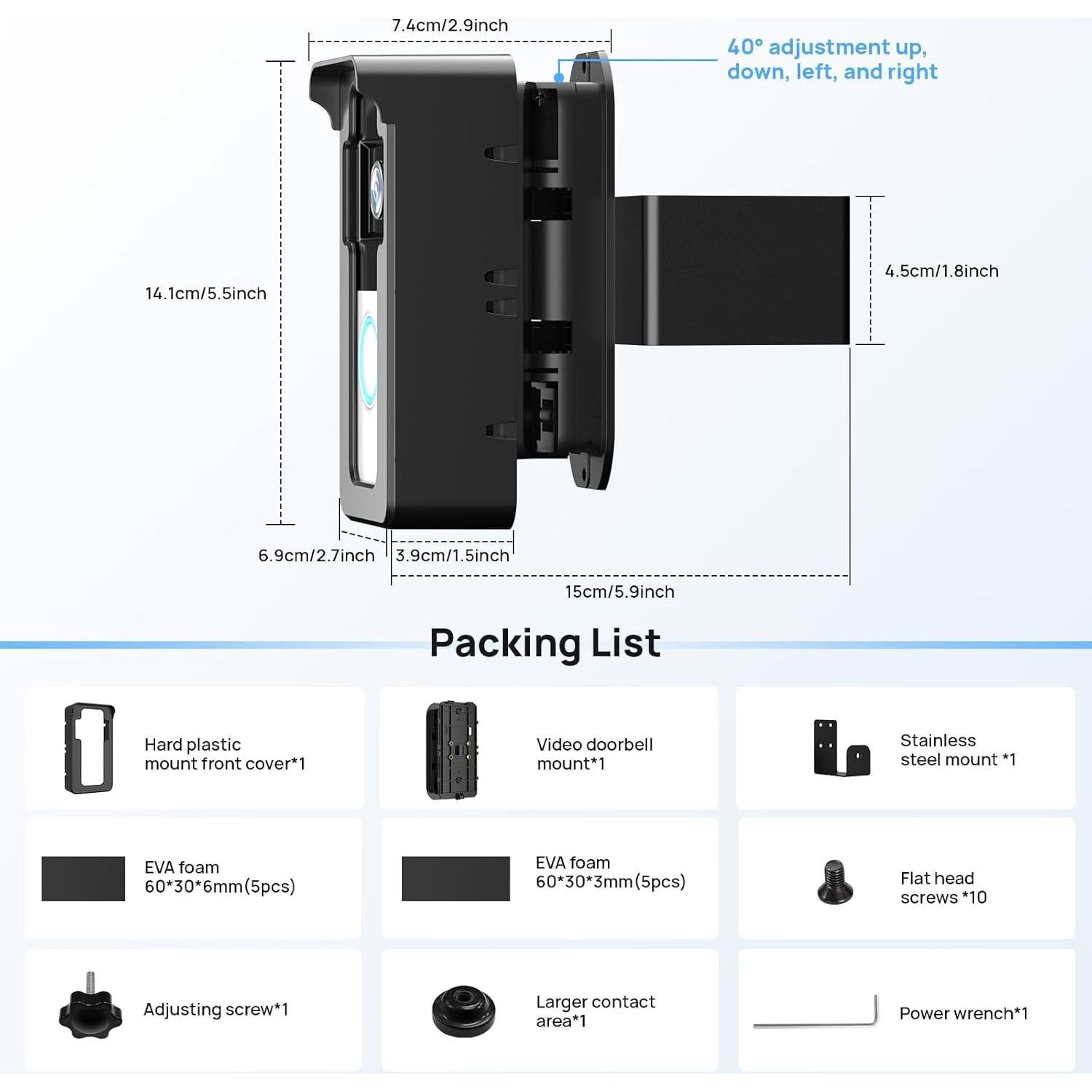 Soporte ajustable para timbre Ring y Blink - Antirrobo
