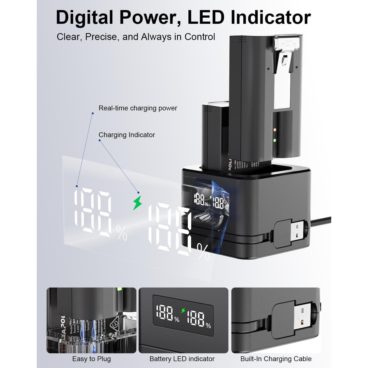 Paquete de 2 Baterías Ring V4 6040mAh + Cargador Digital
