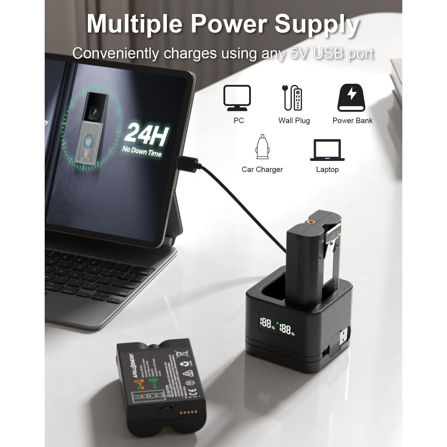 Paquete de 2 Baterías Ring V4 6040mAh + Cargador Digital