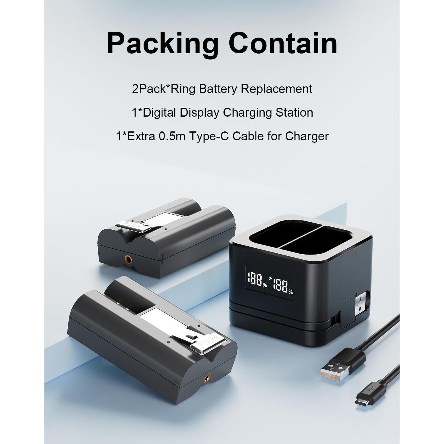 Paquete de 2 Baterías Ring V4 6040mAh + Cargador Digital