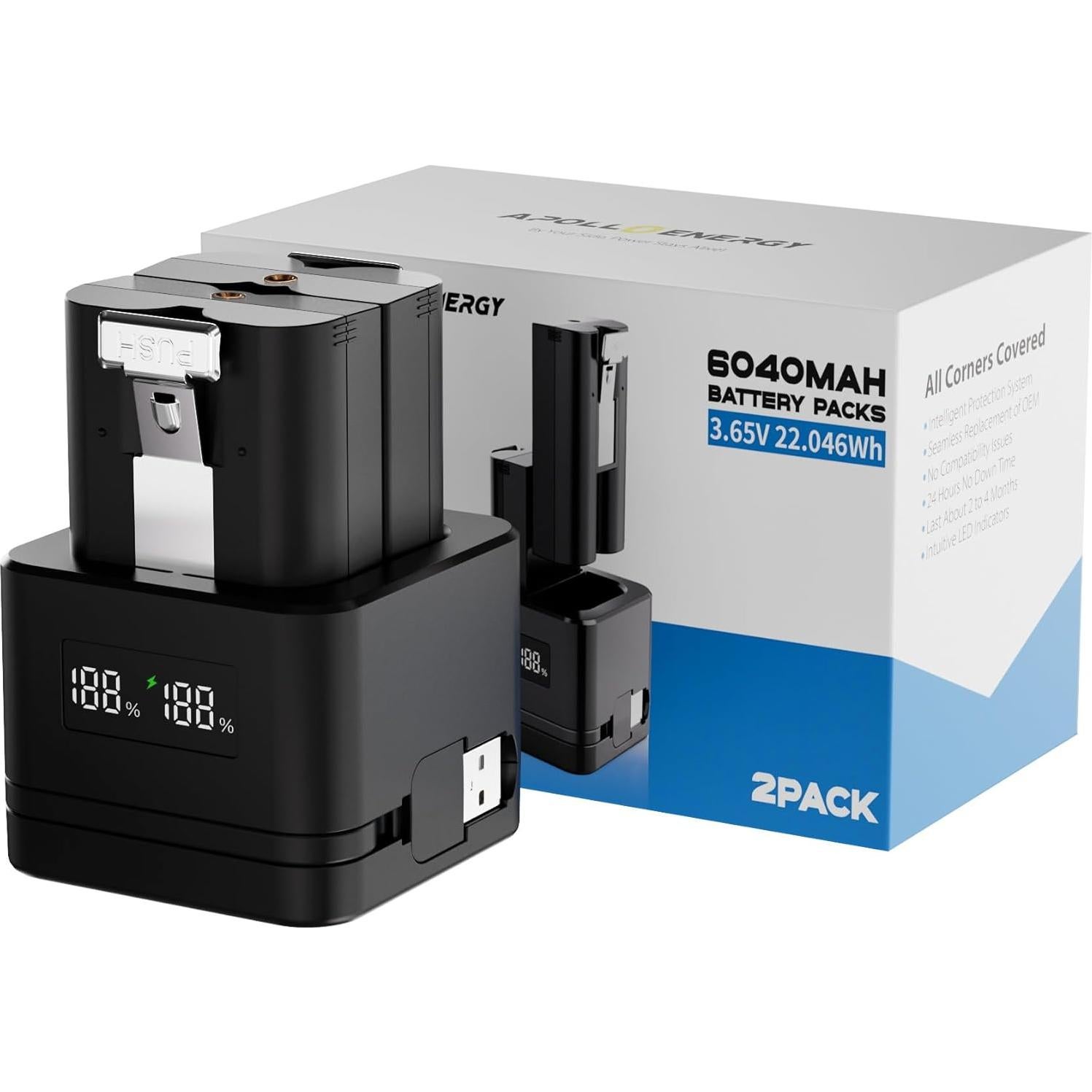 Paquete de 2 Baterías Ring V4 6040mAh + Cargador Digital