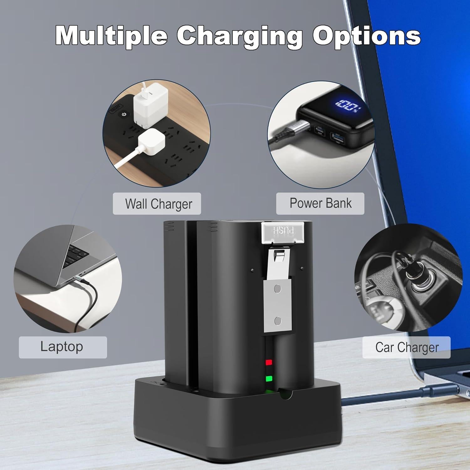 Batería de Reemplazo Ring 7200mAh + Estación de Carga Doble