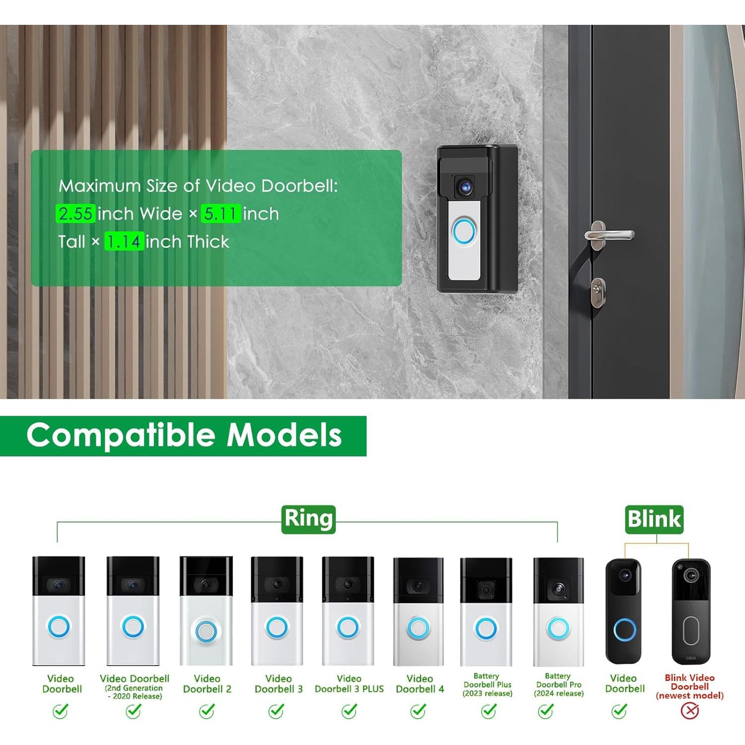 Soporte de timbre de video Liwin para Blink - Antirrobo, Negro