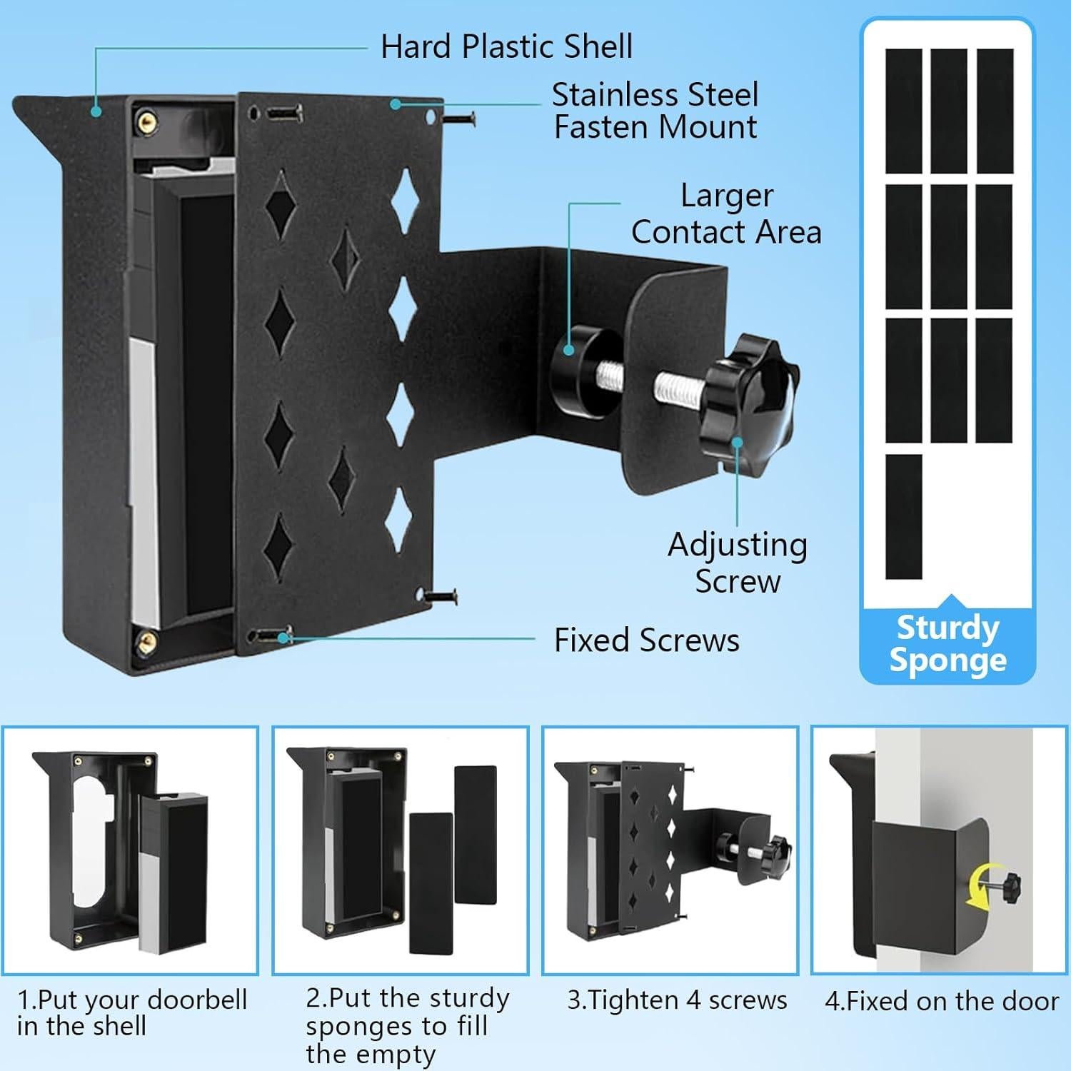 Soporte de Timbre de Video Antirrobo PETALENT Sin Taladrar