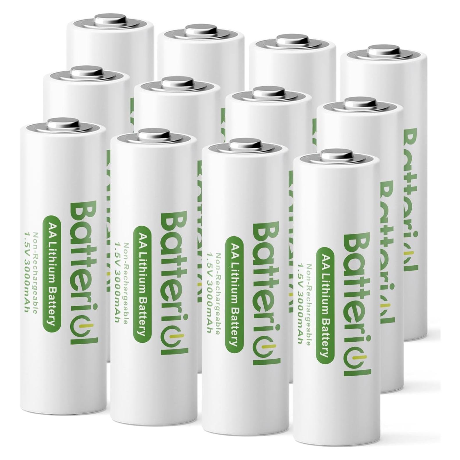 Baterías de Litio AA Batteriol 3000mAh 1.5V Paquete de 12