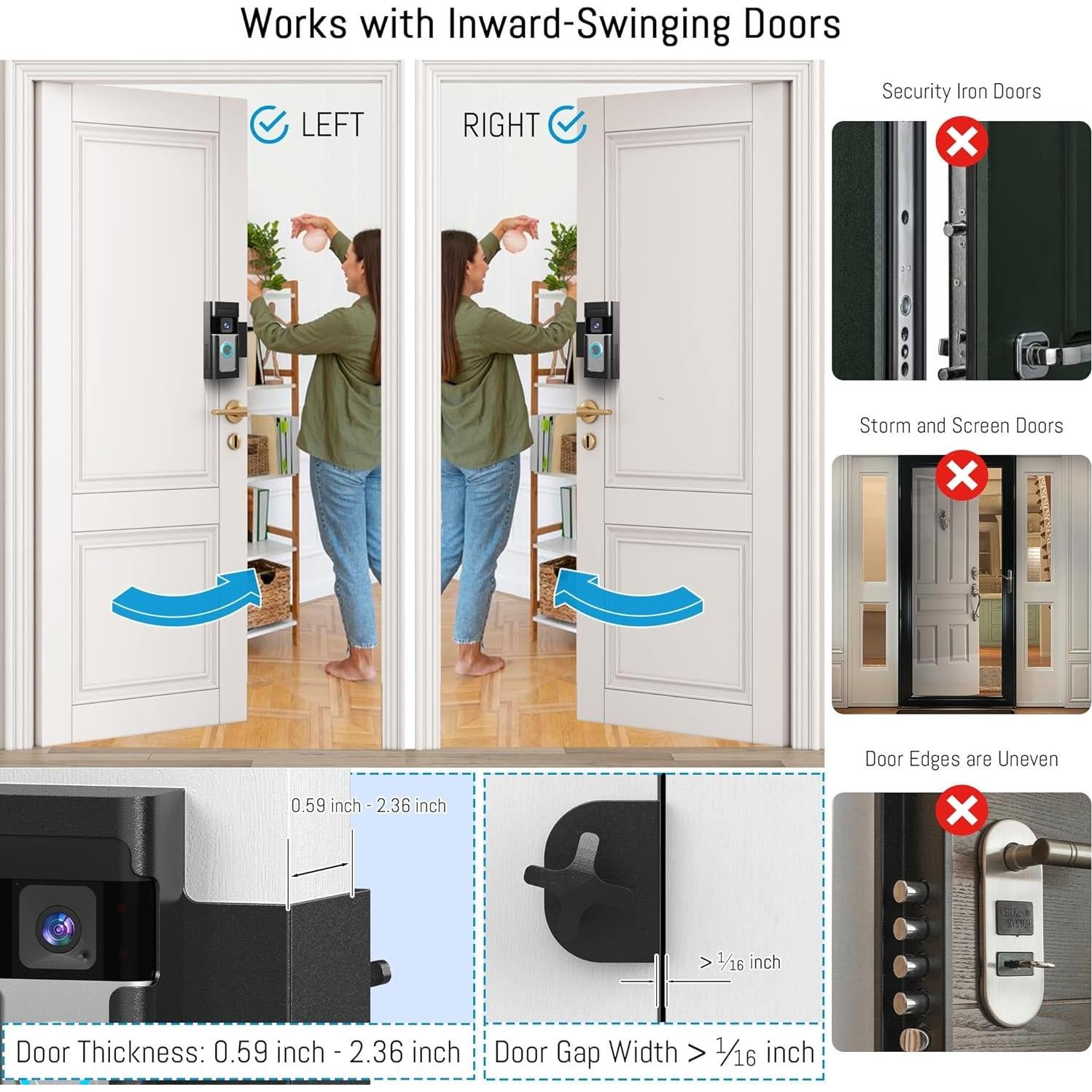Soporte de Timbre Anti Robo Homalor para Ring y Blink - Negro Mate