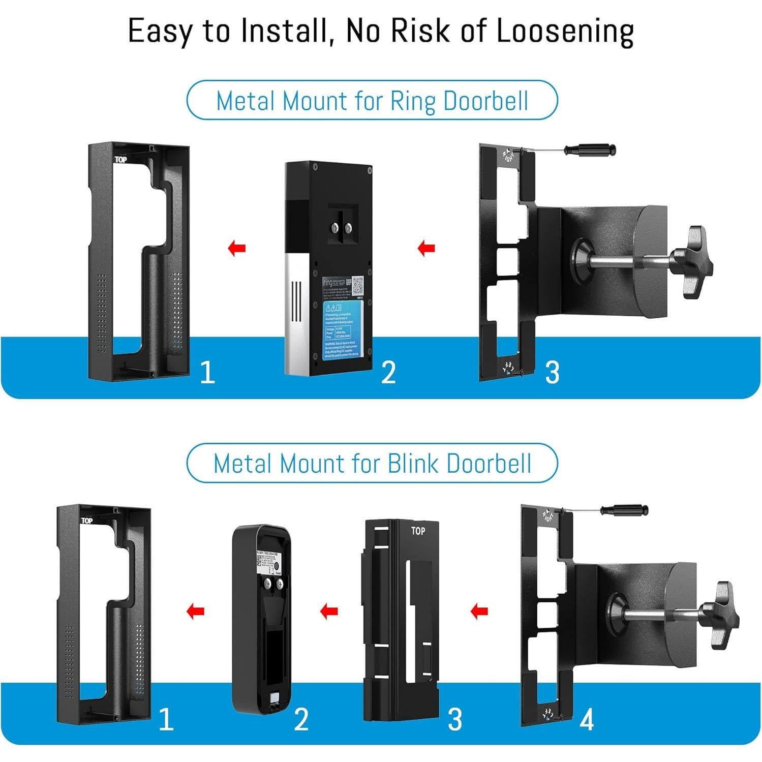 Soporte de Timbre Anti Robo Homalor para Ring y Blink - Negro Mate
