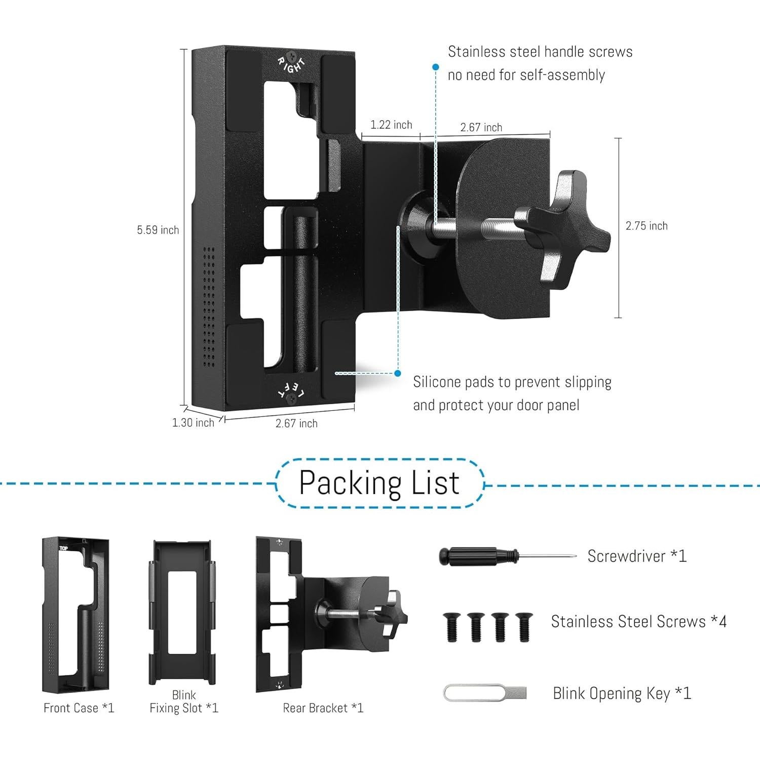 Soporte de Timbre Anti Robo Homalor para Ring y Blink - Negro Mate
