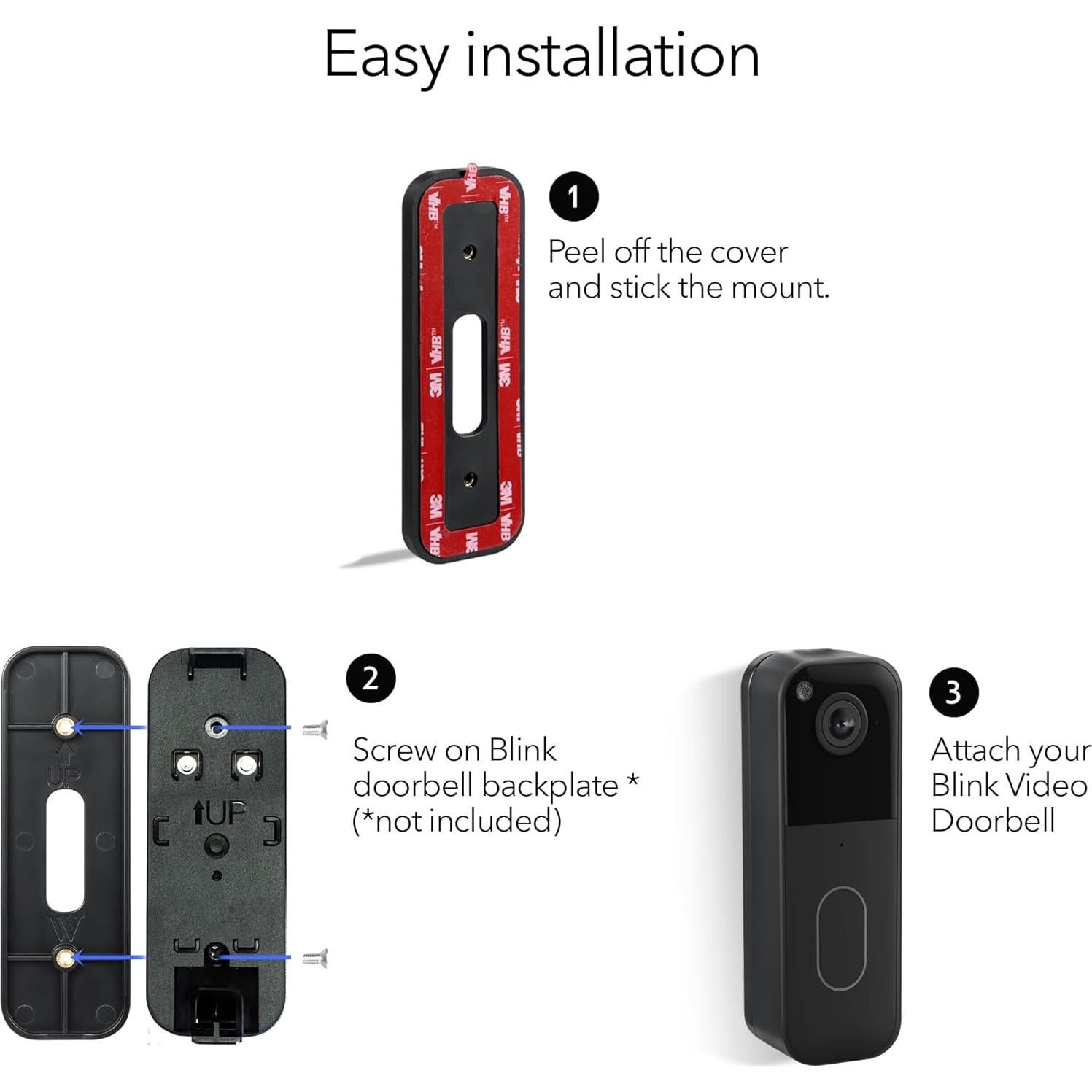 Soporte adhesivo Wasserstein para Blink Video Doorbell 1ra y 2da Gen