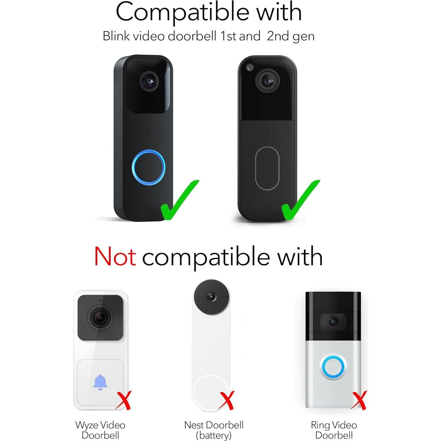 Soporte adhesivo Wasserstein para Blink Video Doorbell 1ra y 2da Gen