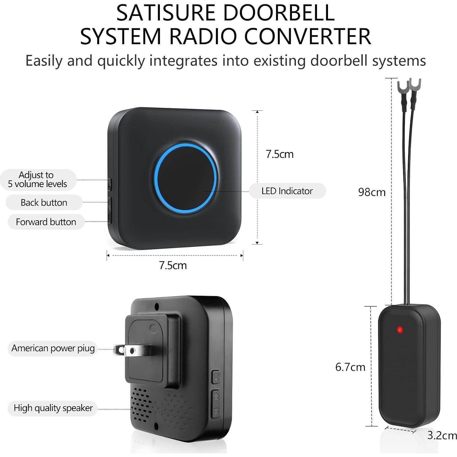 Timbre Inalámbrico BITIWEND para Blink - 1 Extensor y 2 Receptores
