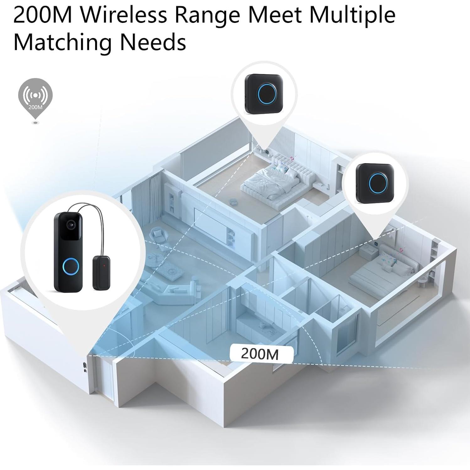 Extensor de Timbre Inalámbrico Satisure B22 - 2 Timbres y 1 Receptor